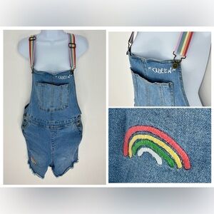 Target Pride Queen Denim Rainbow Overalls Shortalls‎ Size Small Rainbowcore